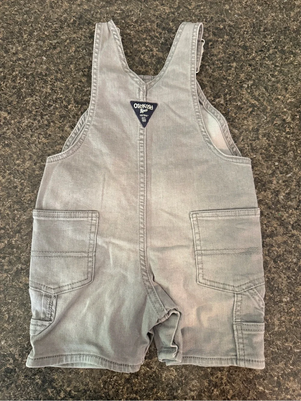 OshKosh B'gosh Light Gray Denim Short Overalls
